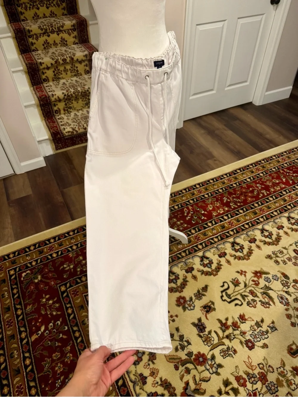 J.Crew White Drawstring Jeans Straight Leg - Picture 3 of 7
